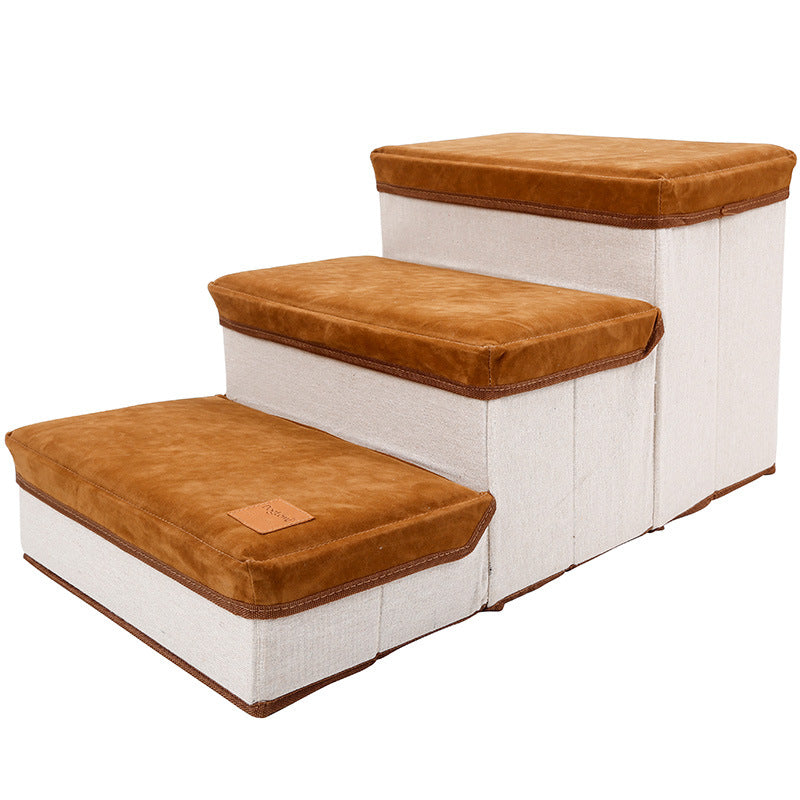 Gigli Pet foldable dog stairs with built-in storage, made of sturdy material, designed for easy access to furniture or beds.