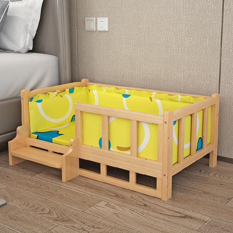 Gigli Pet wooden dog bed with a raised frame and cozy cushion, ideal for small to medium-sized dogs.