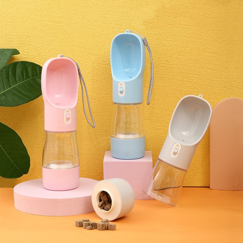 Portable pet water bottle and feeder